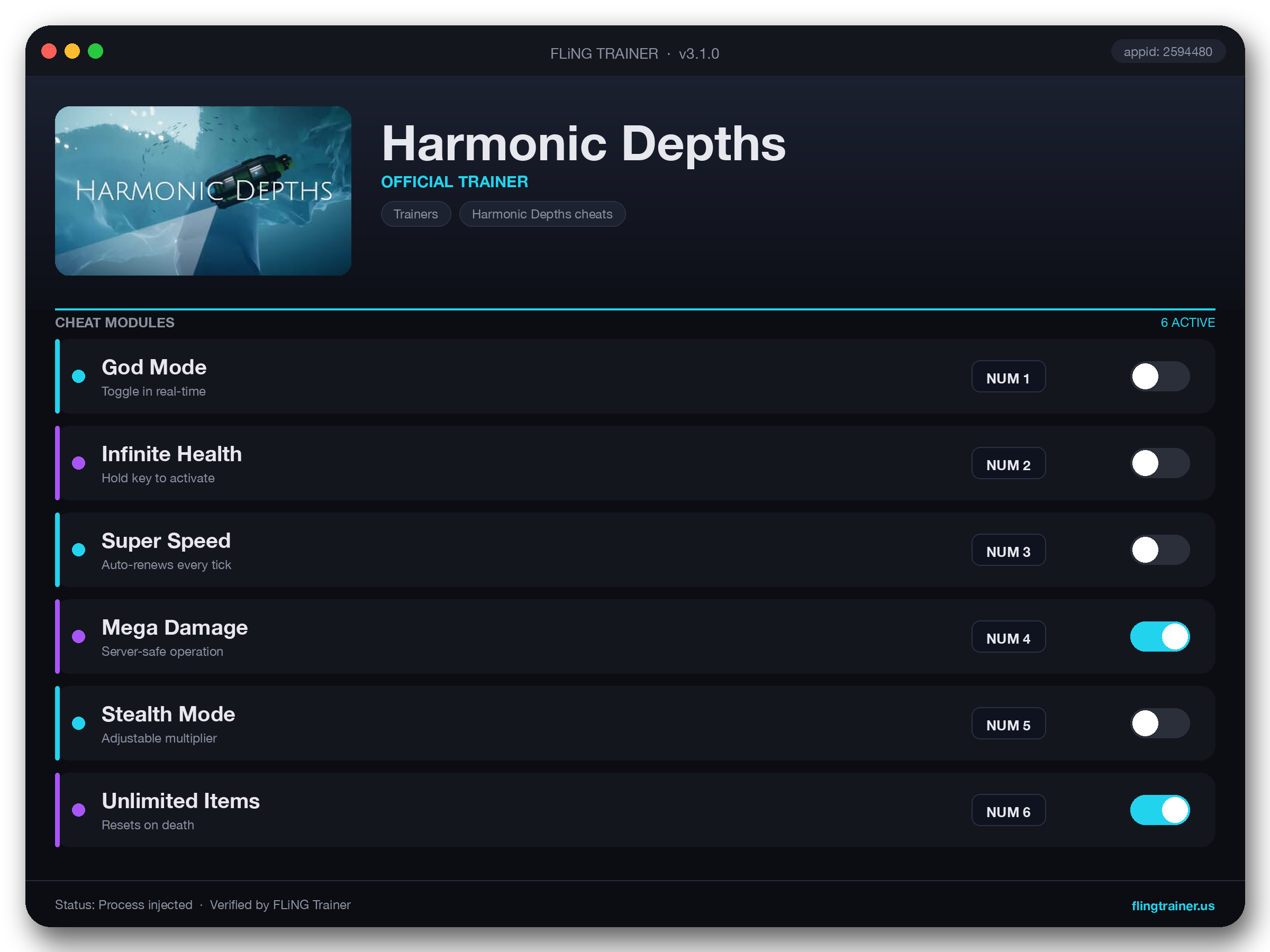 Harmonic Depths Trainer interface