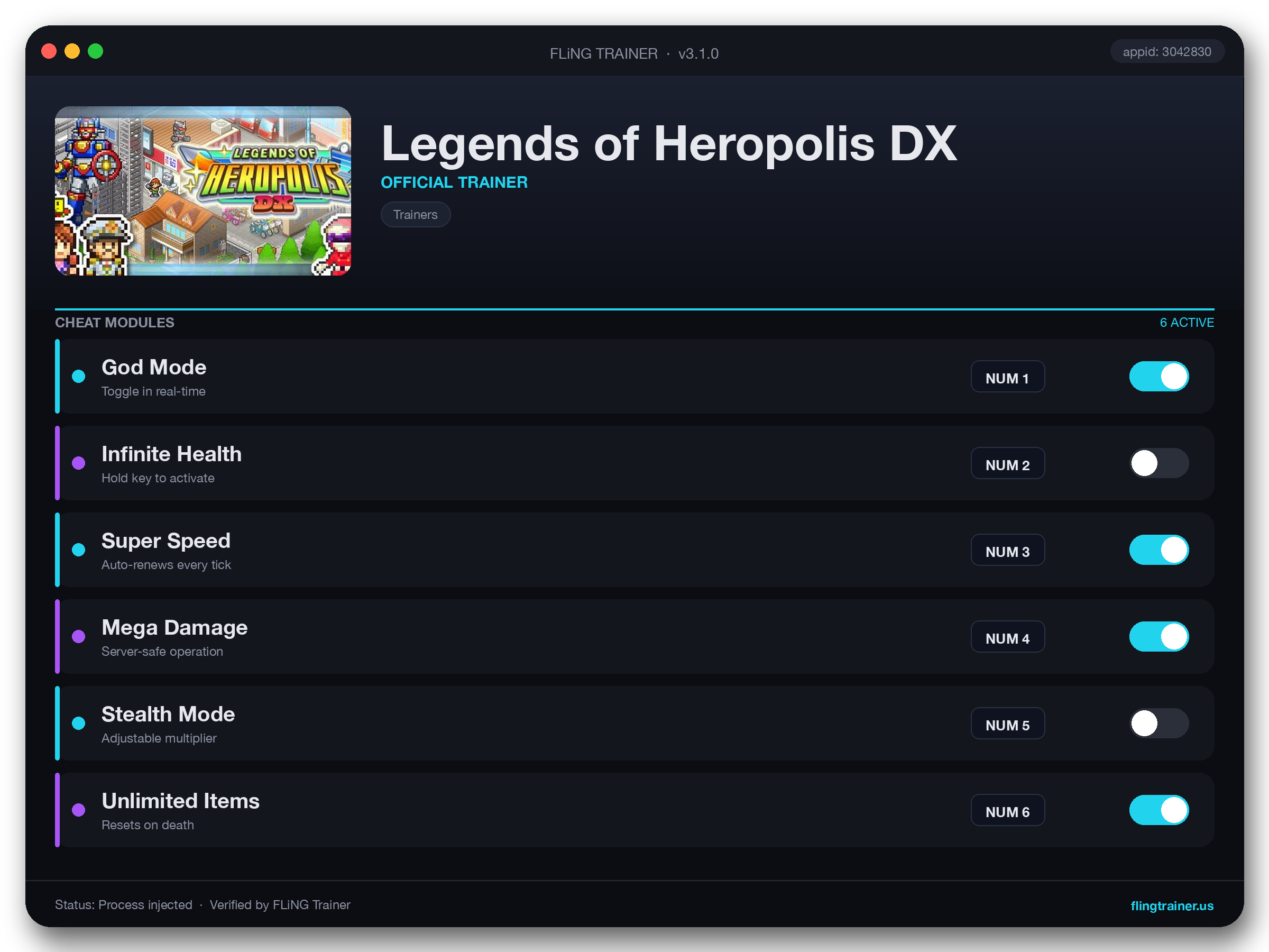 Legends of Heropolis DX Trainer interface