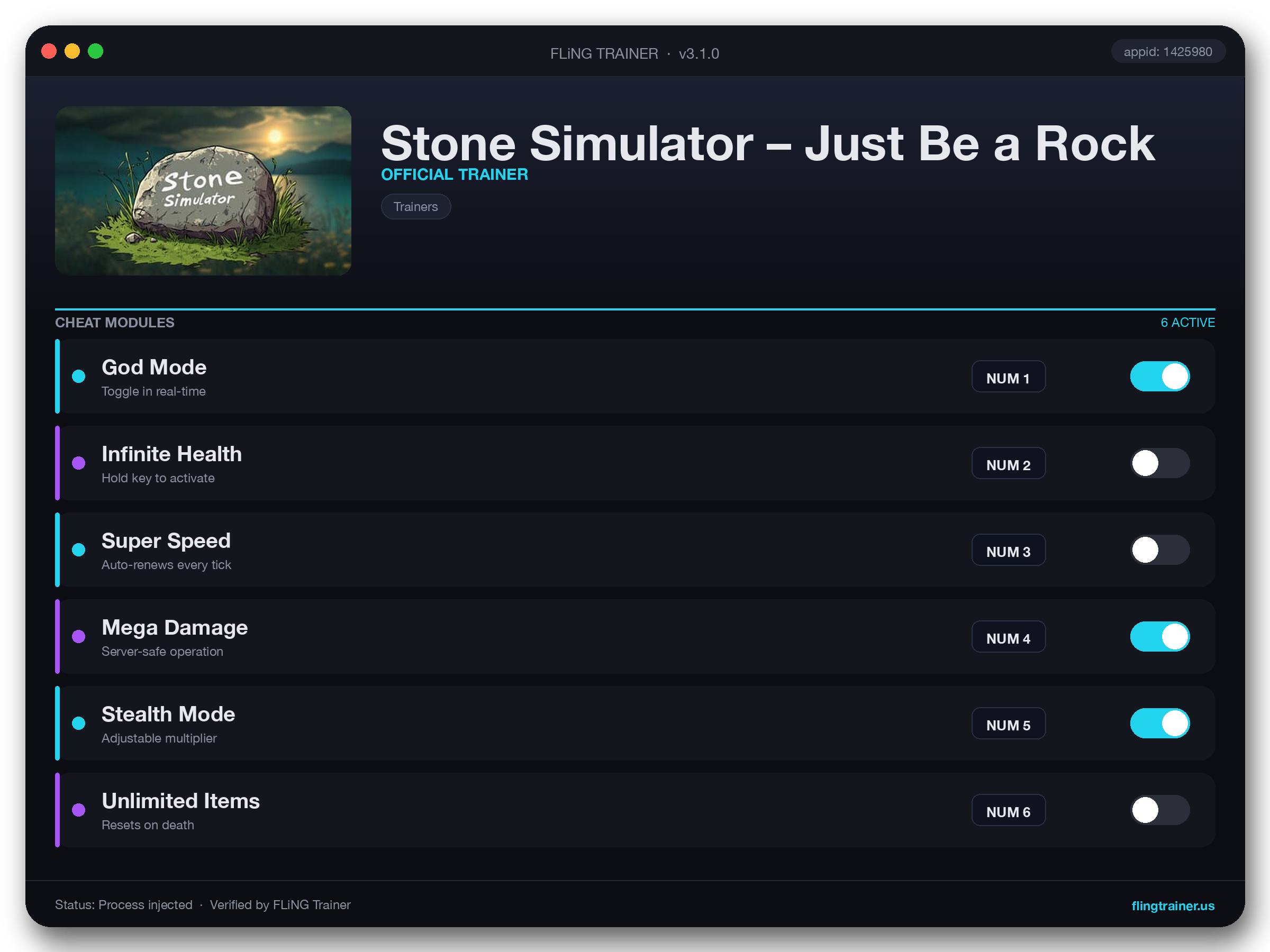Stone Simulator – Just Be a Rock Trainer interface