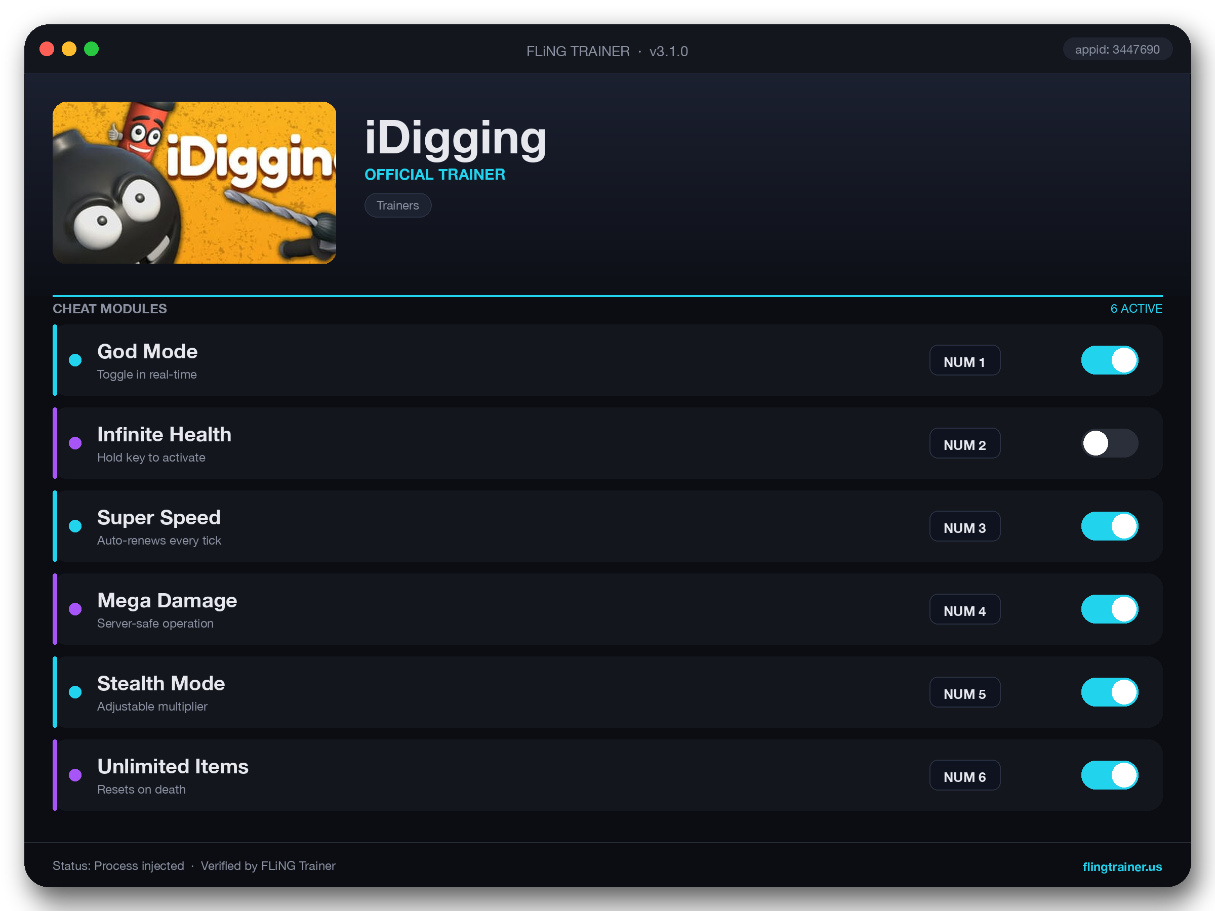 iDigging Trainer interface
