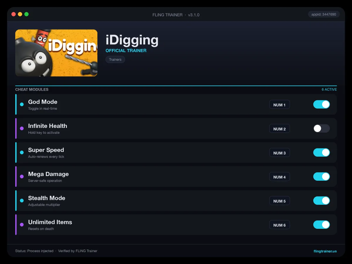 iDigging Trainer interface