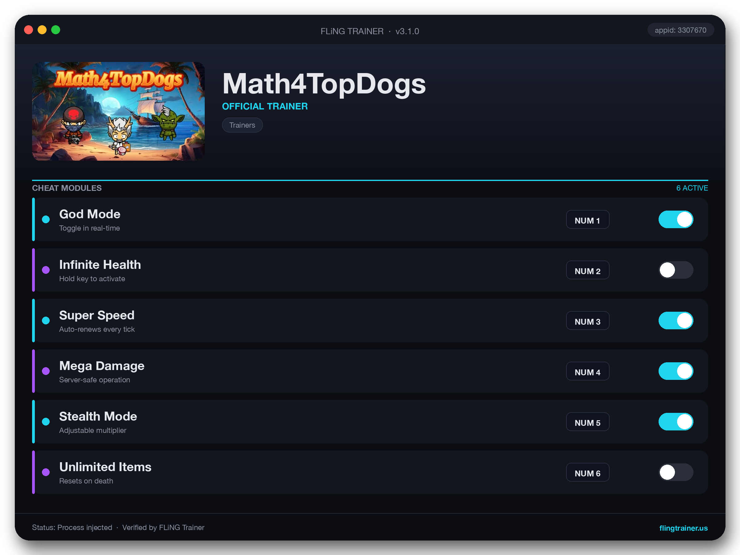 Math4TopDogs Trainer interface