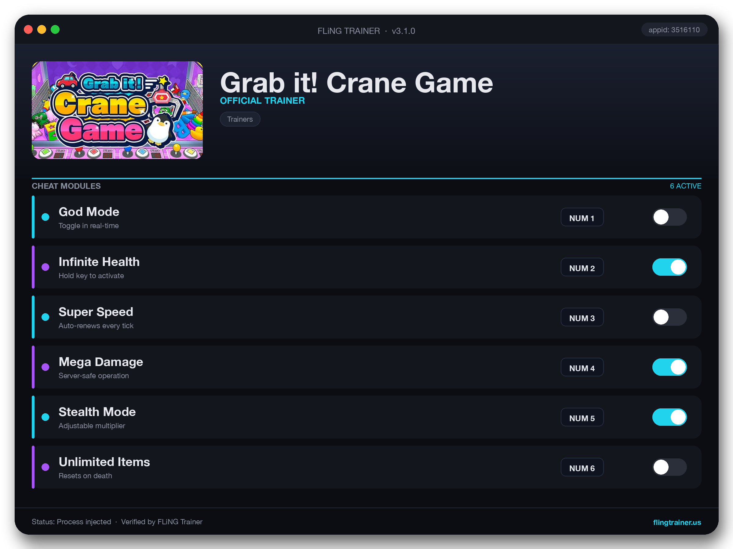 Grab it! Crane Game Trainer interface