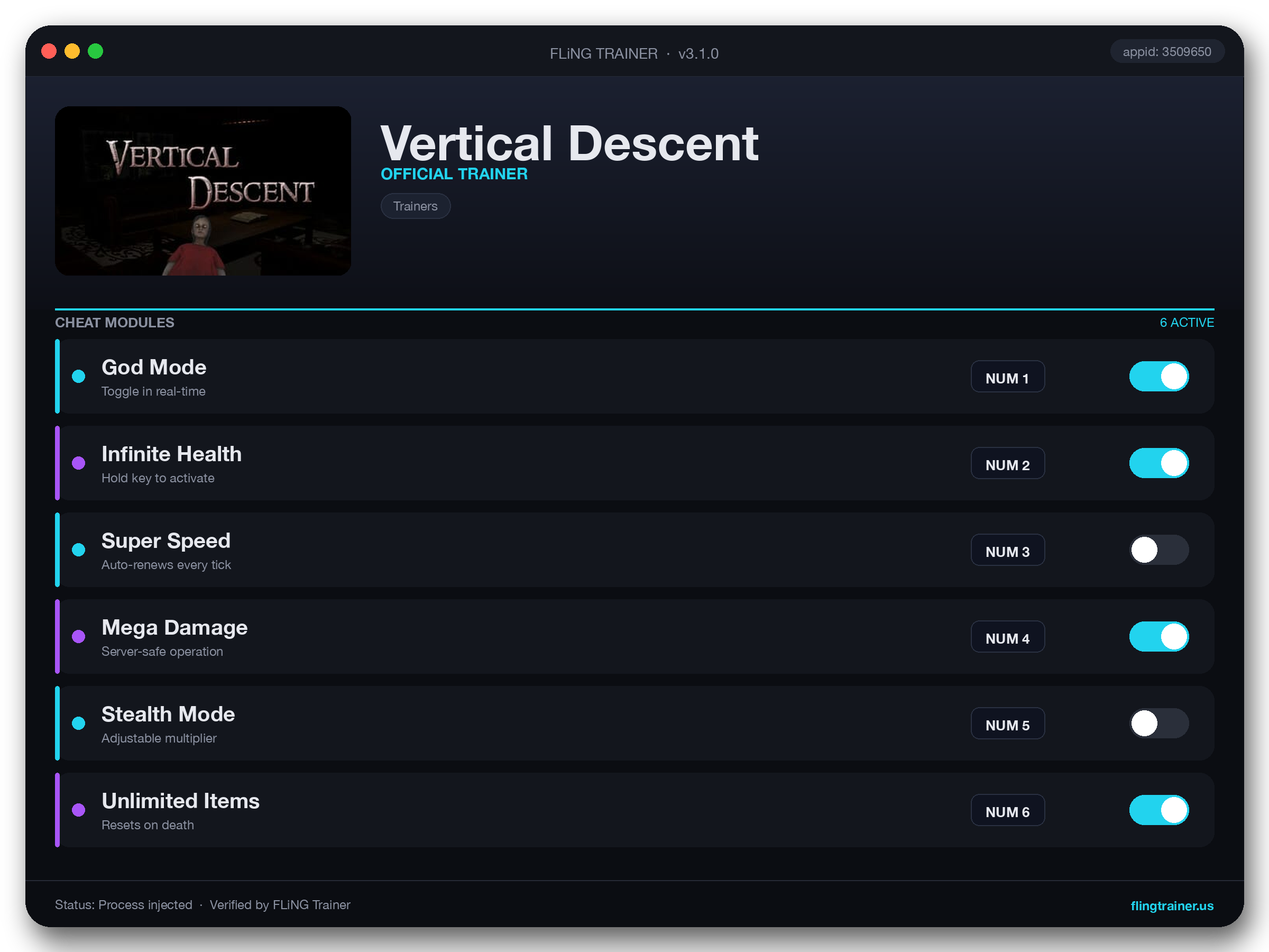Vertical Descent Trainer interface