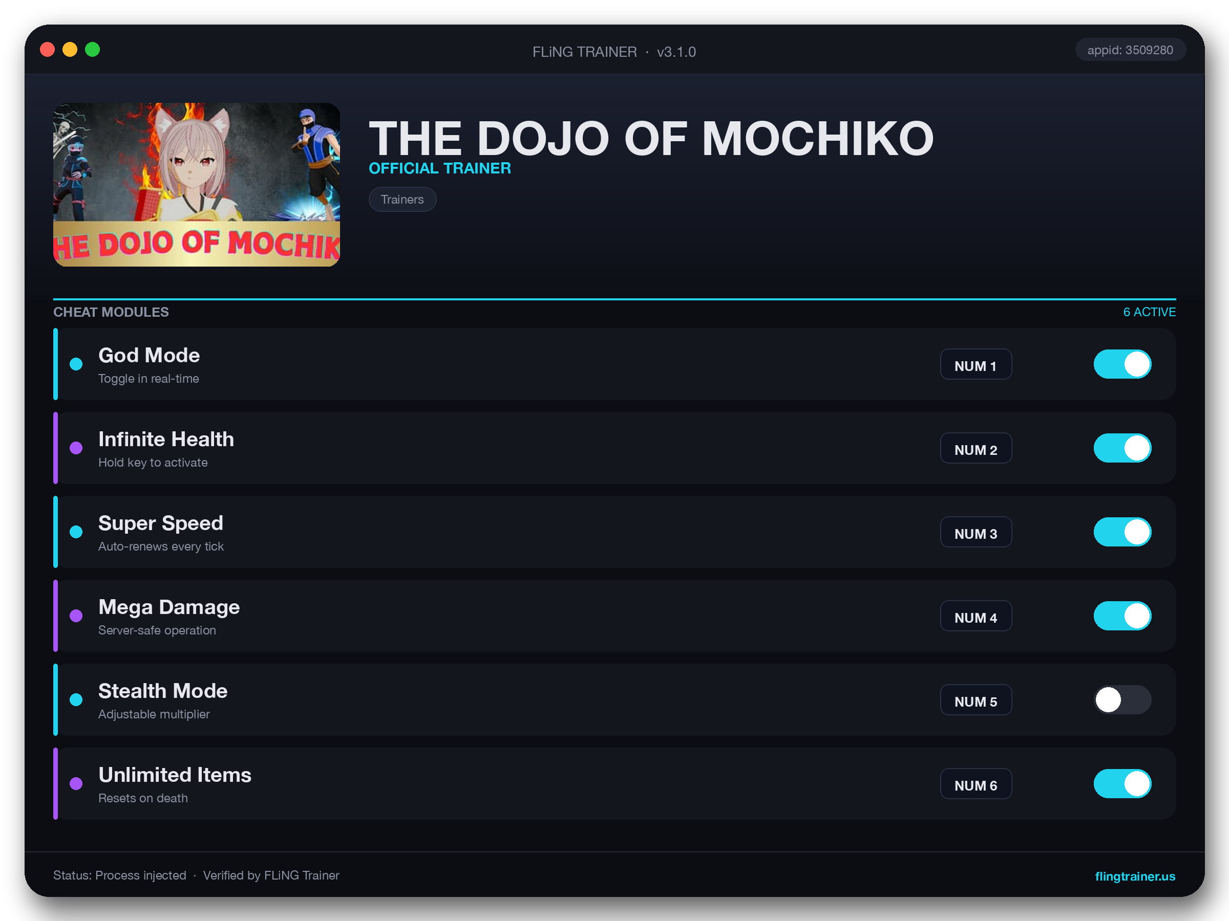 THE DOJO OF MOCHIKO Trainer interface