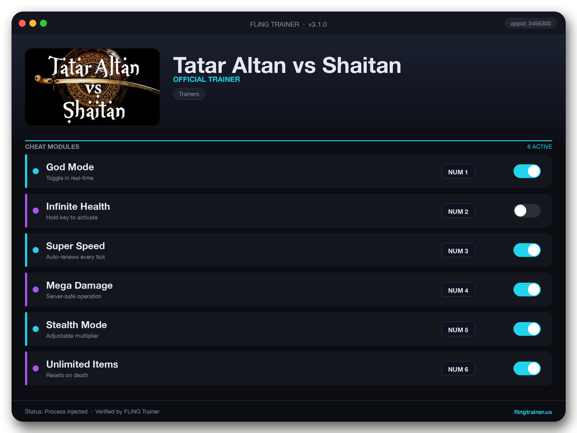 Tatar Altan vs Shaitan Trainer interface