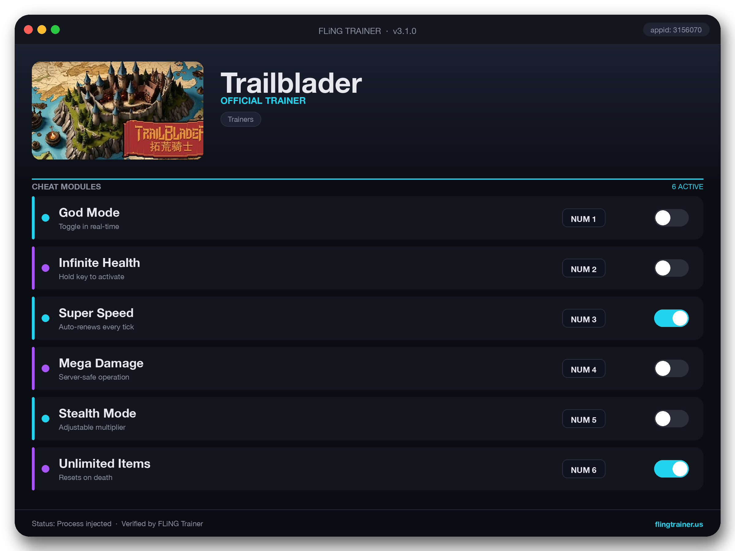 Trailblader Trainer interface