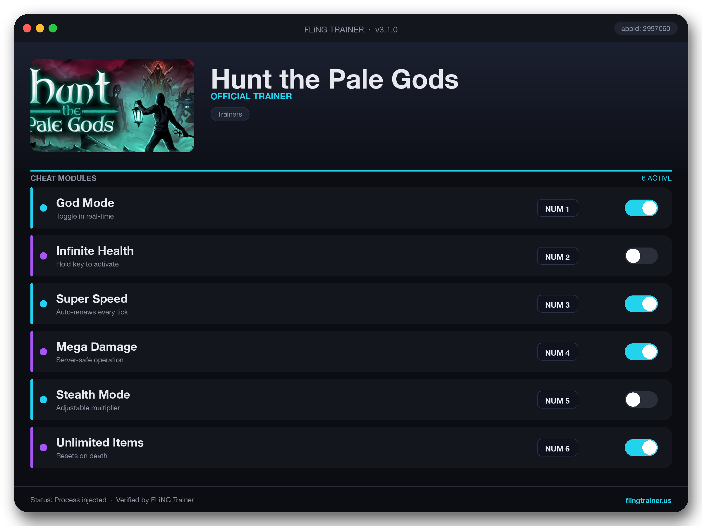 Hunt the Pale Gods Trainer interface