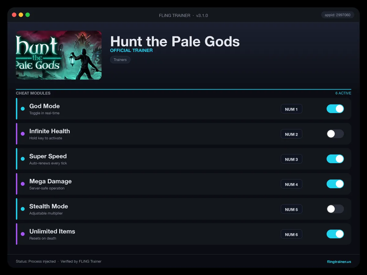 Hunt the Pale Gods Trainer interface