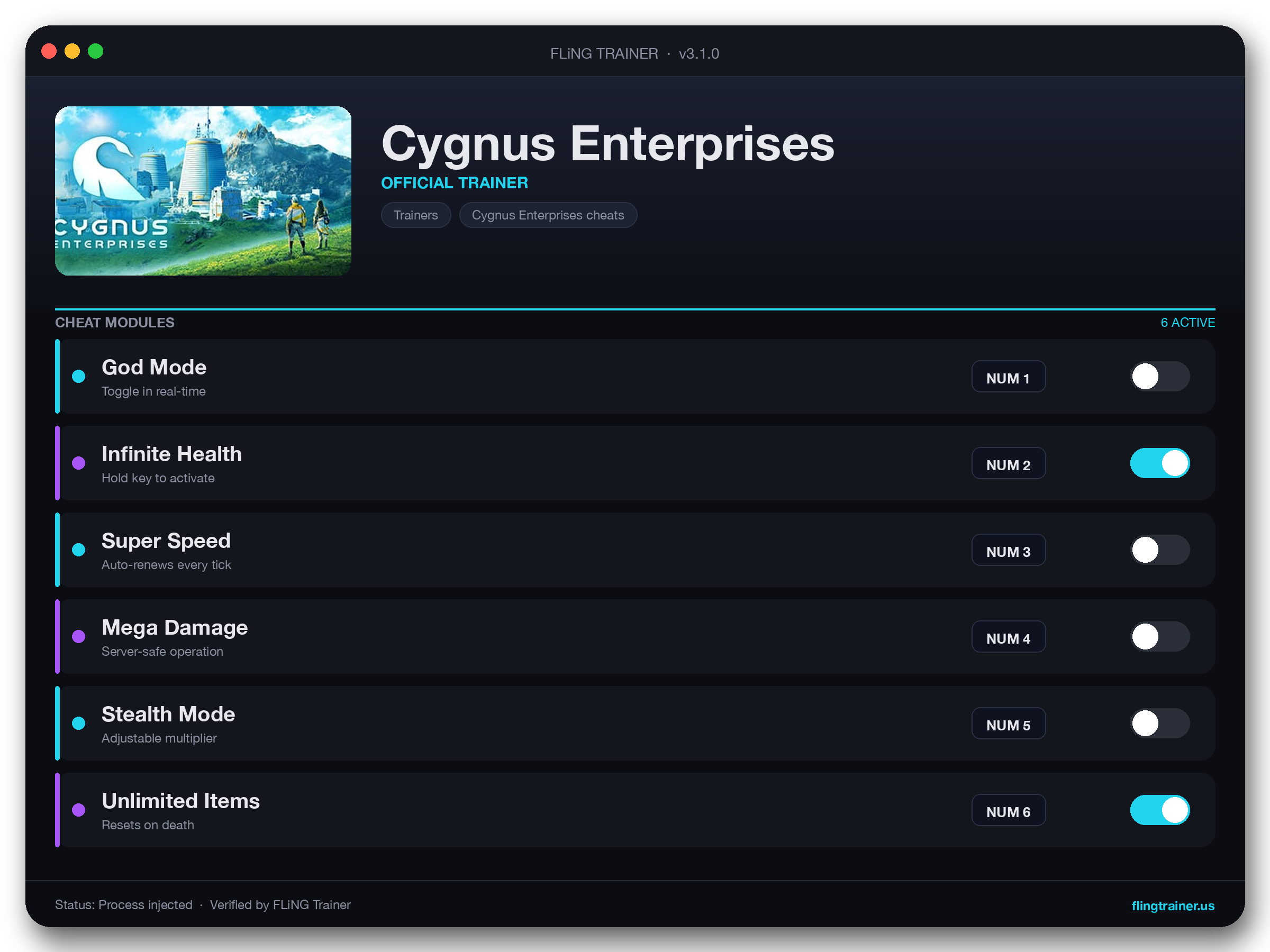 Cygnus Enterprises Trainer interface