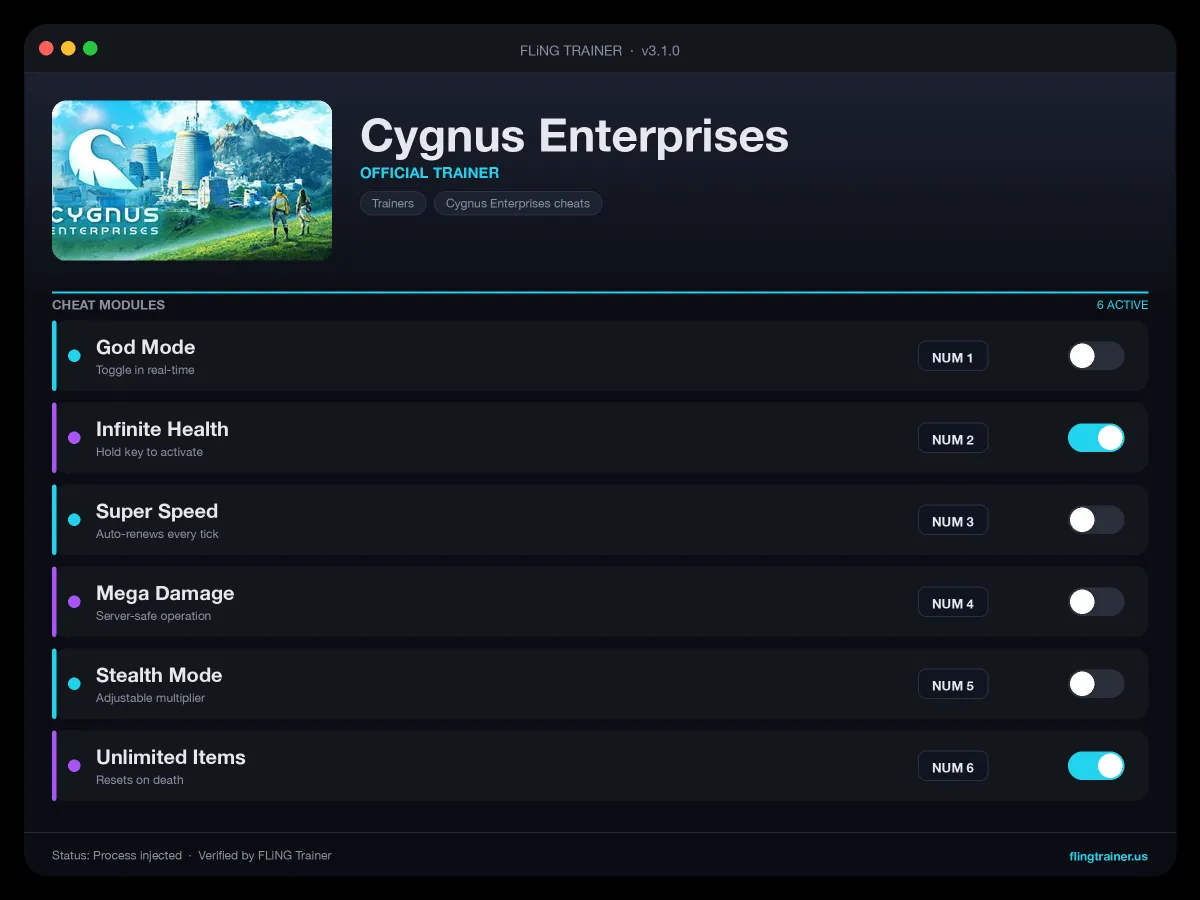 Cygnus Enterprises Trainer interface
