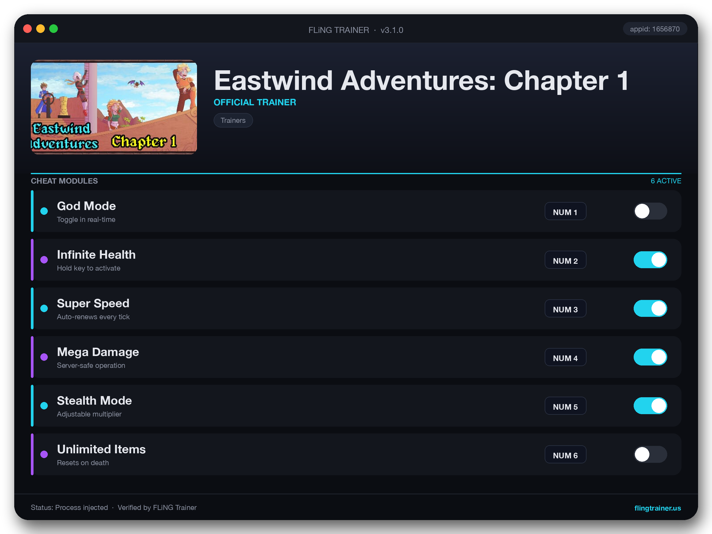 Eastwind Adventures: Chapter 1 Trainer interface