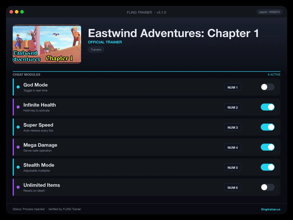 Eastwind Adventures: Chapter 1 Trainer interface