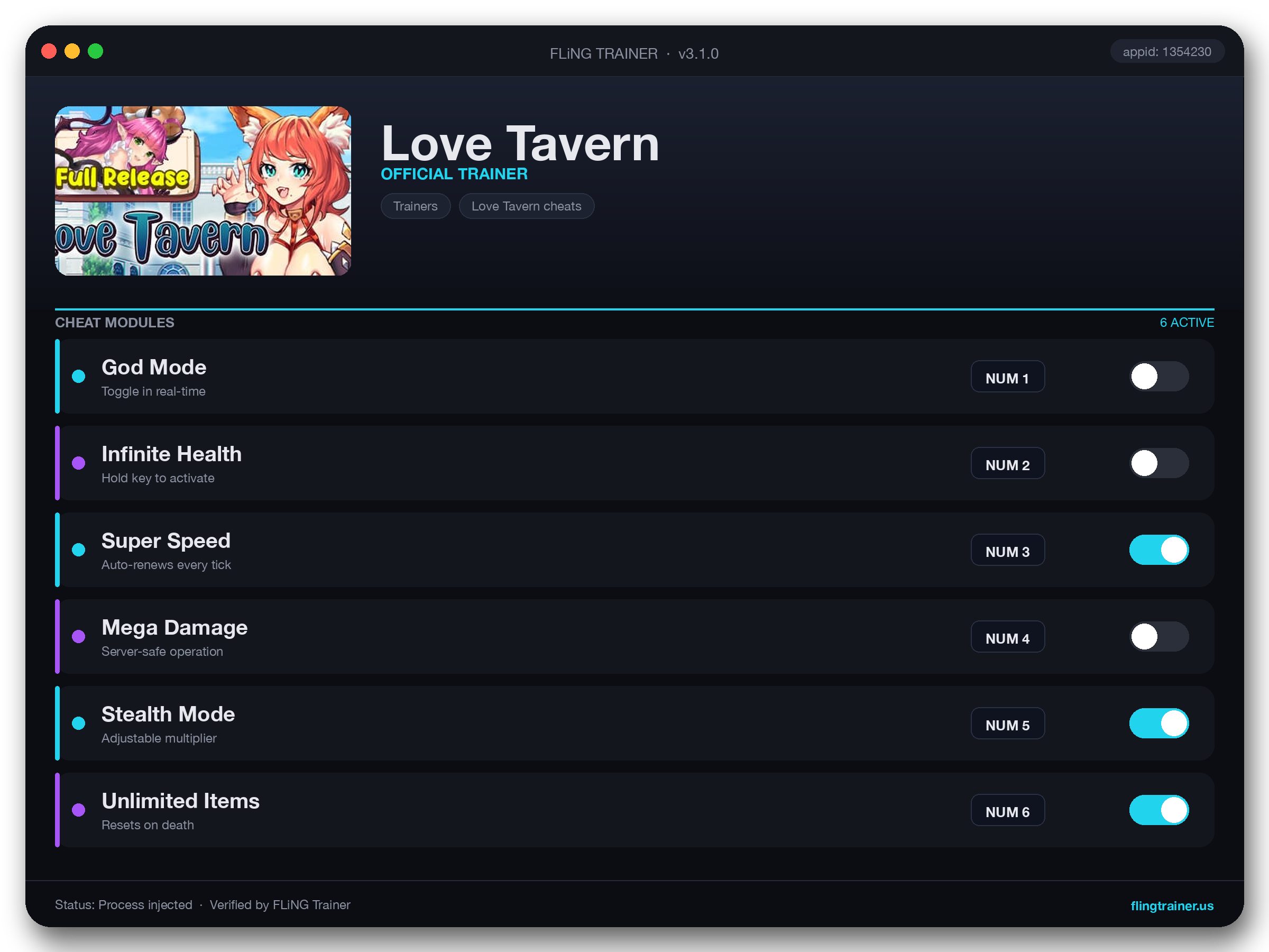 Love Tavern Trainer interface