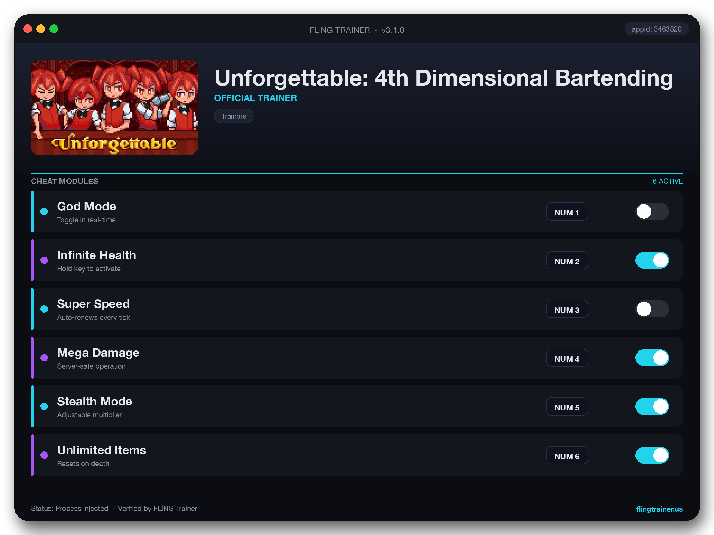 Unforgettable: 4th Dimensional Bartending Trainer interface