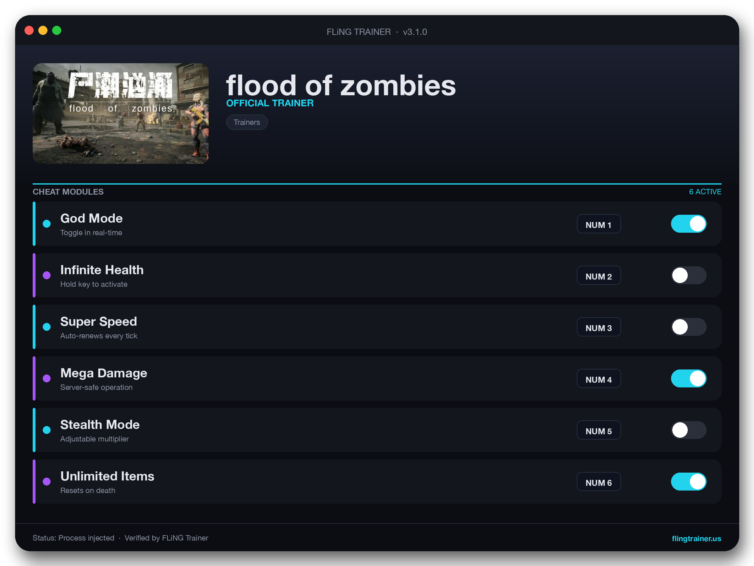flood of zombies Trainer interface