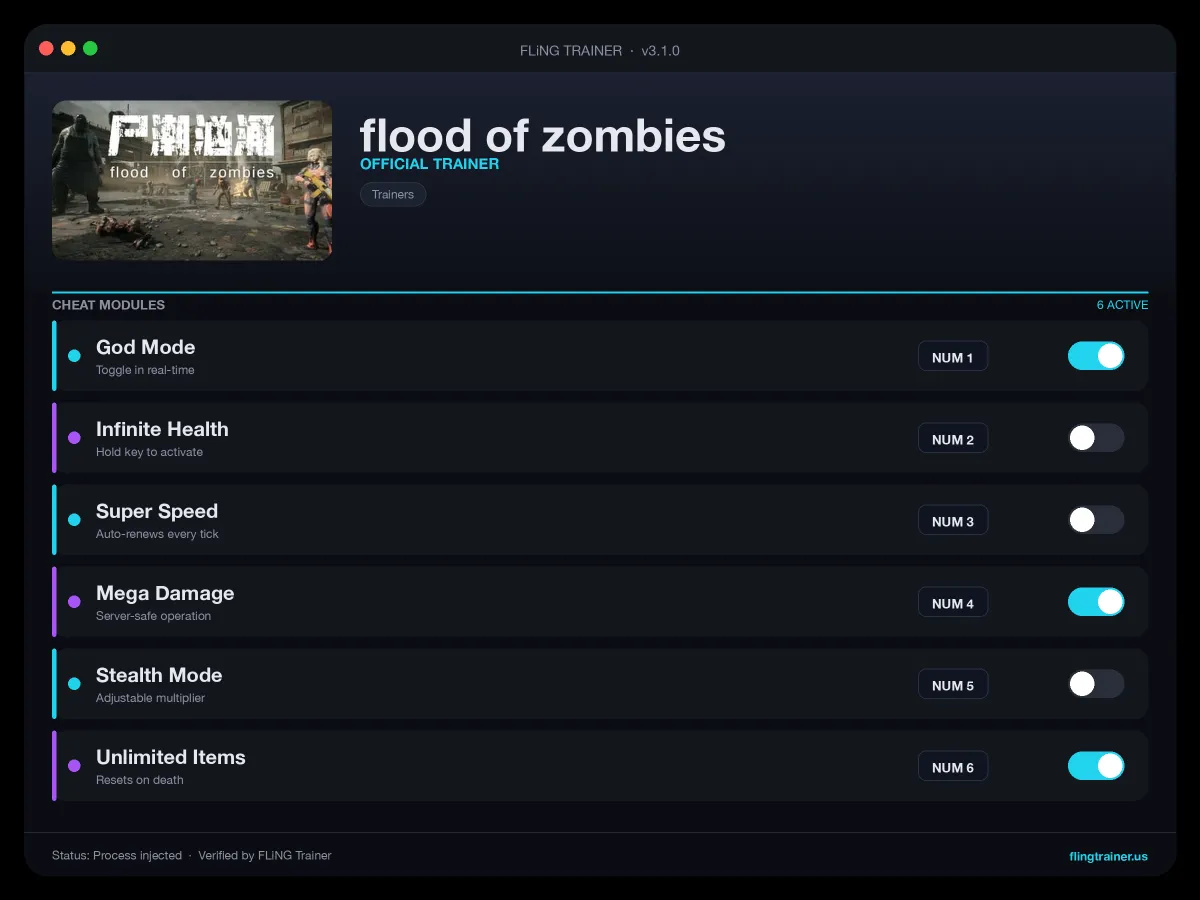 flood of zombies Trainer interface