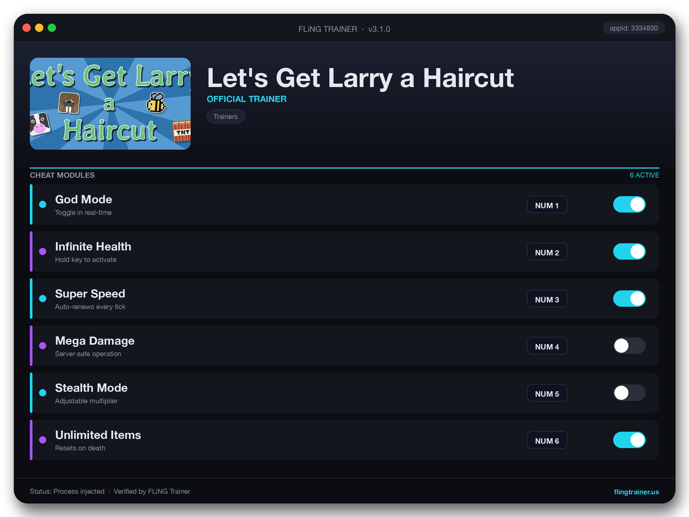 Let's Get Larry a Haircut Trainer interface