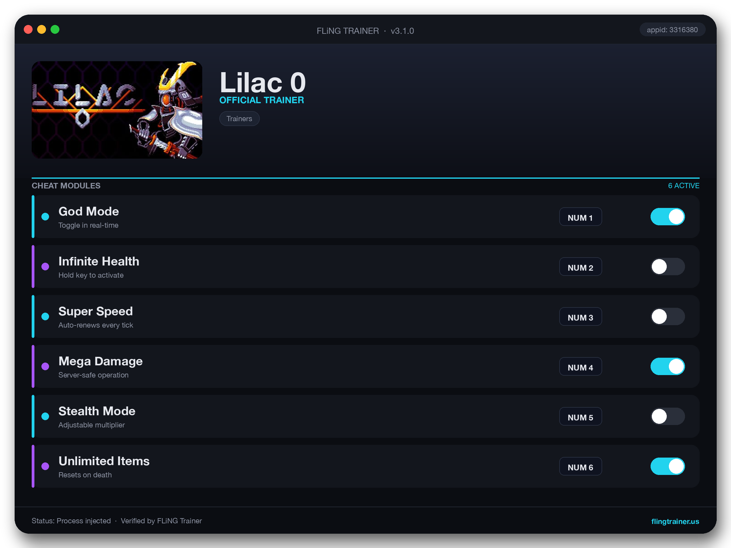 Lilac 0 Trainer interface