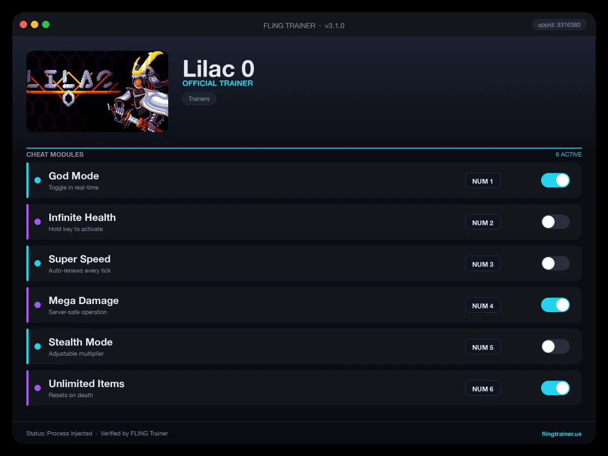 Lilac 0 Trainer interface
