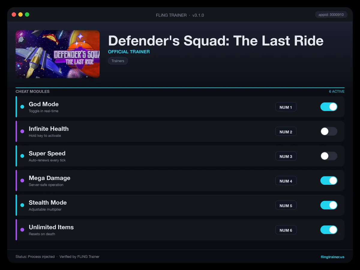 Defender's Squad: The Last Ride Trainer interface