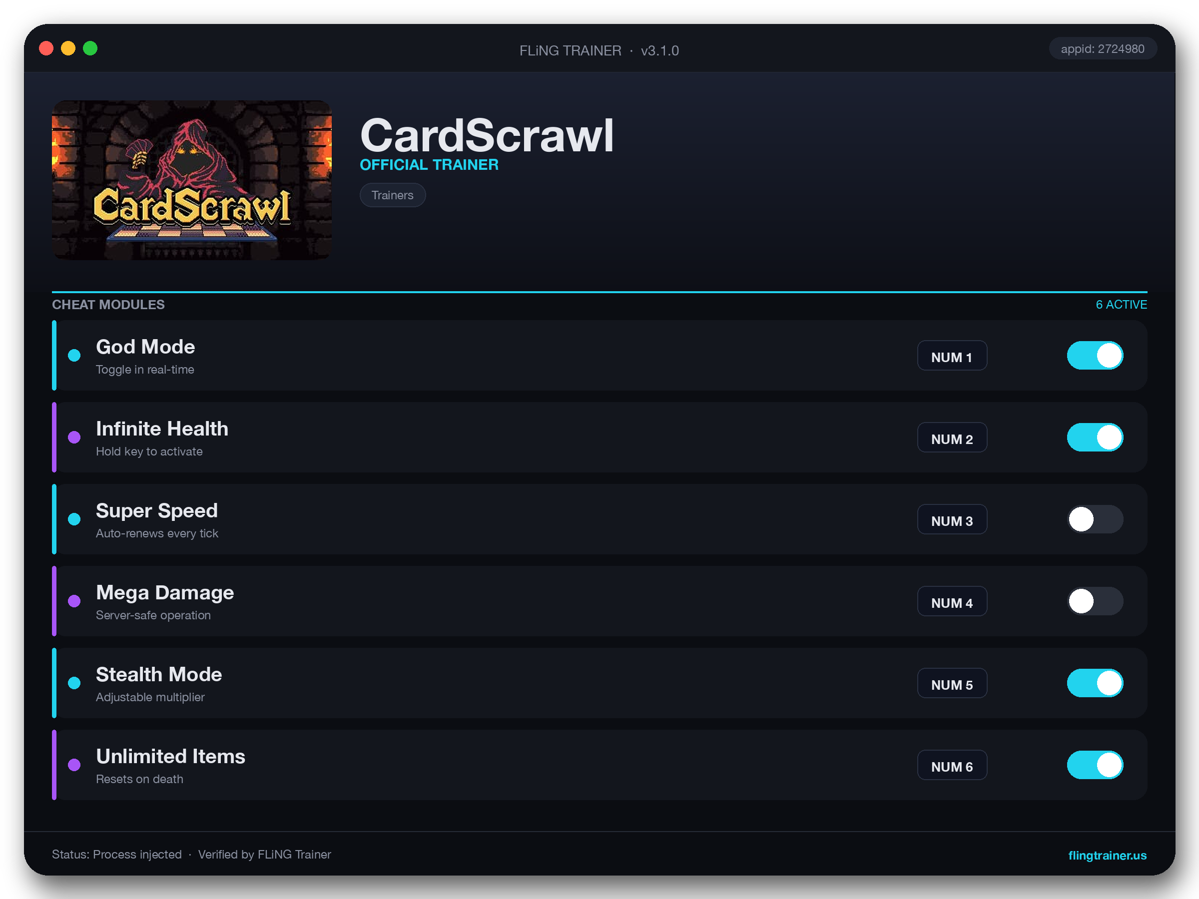 CardScrawl Trainer interface