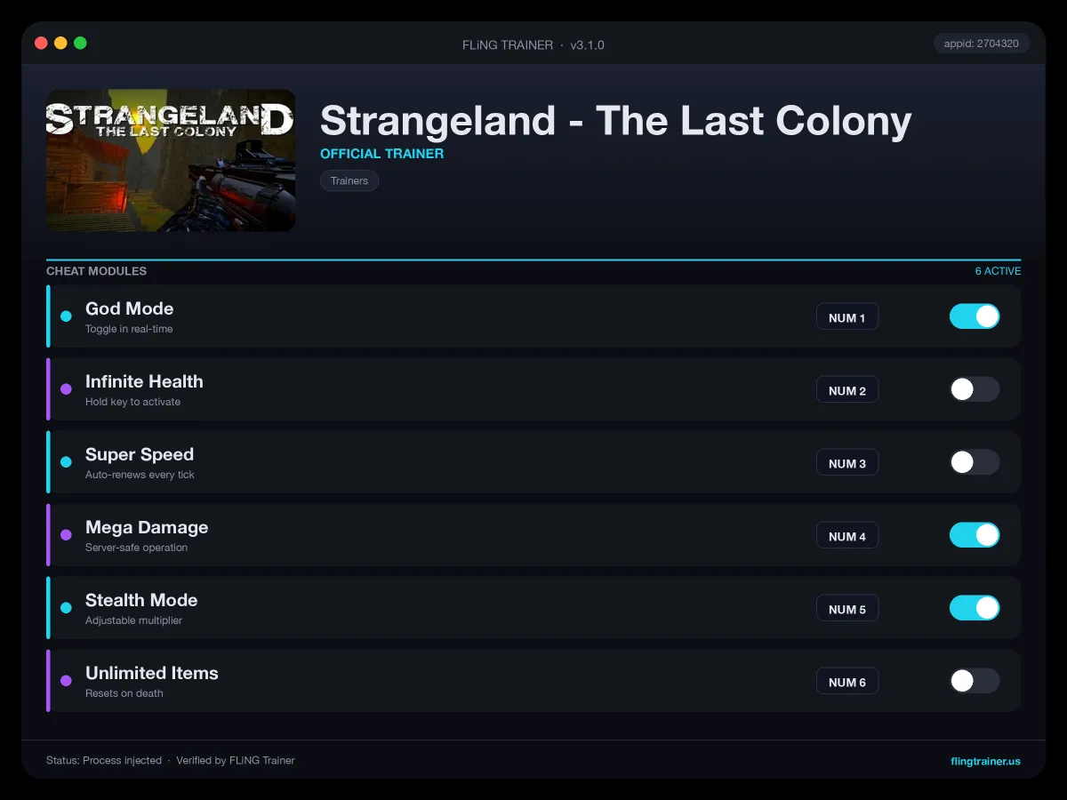 Strangeland - The Last Colony Trainer interface