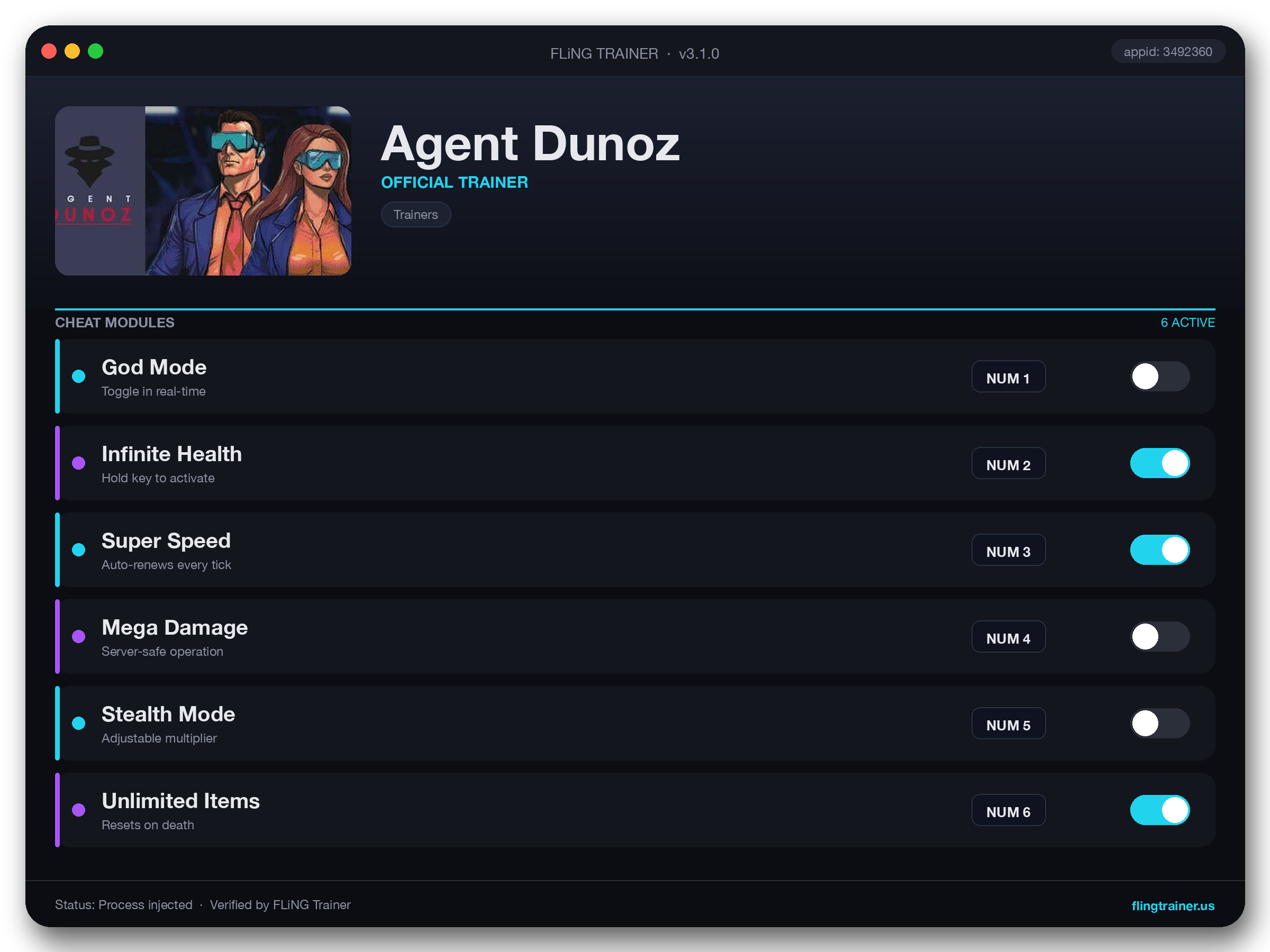 Agent Dunoz Trainer interface