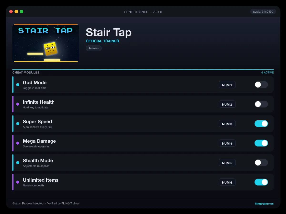 Stair Tap Trainer interface