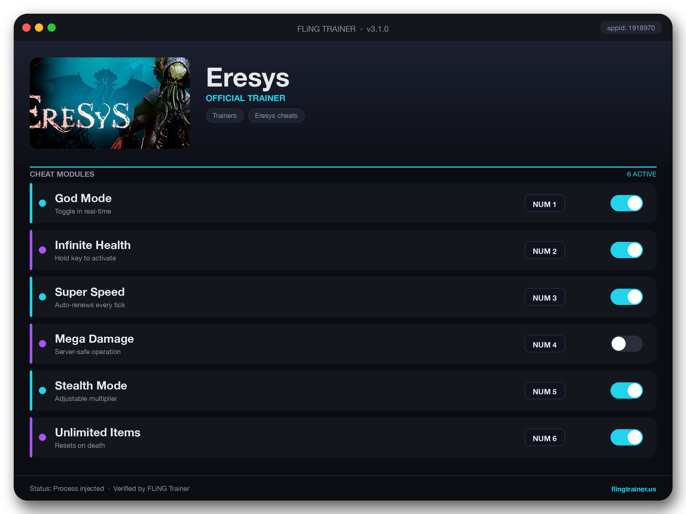 Eresys Trainer interface