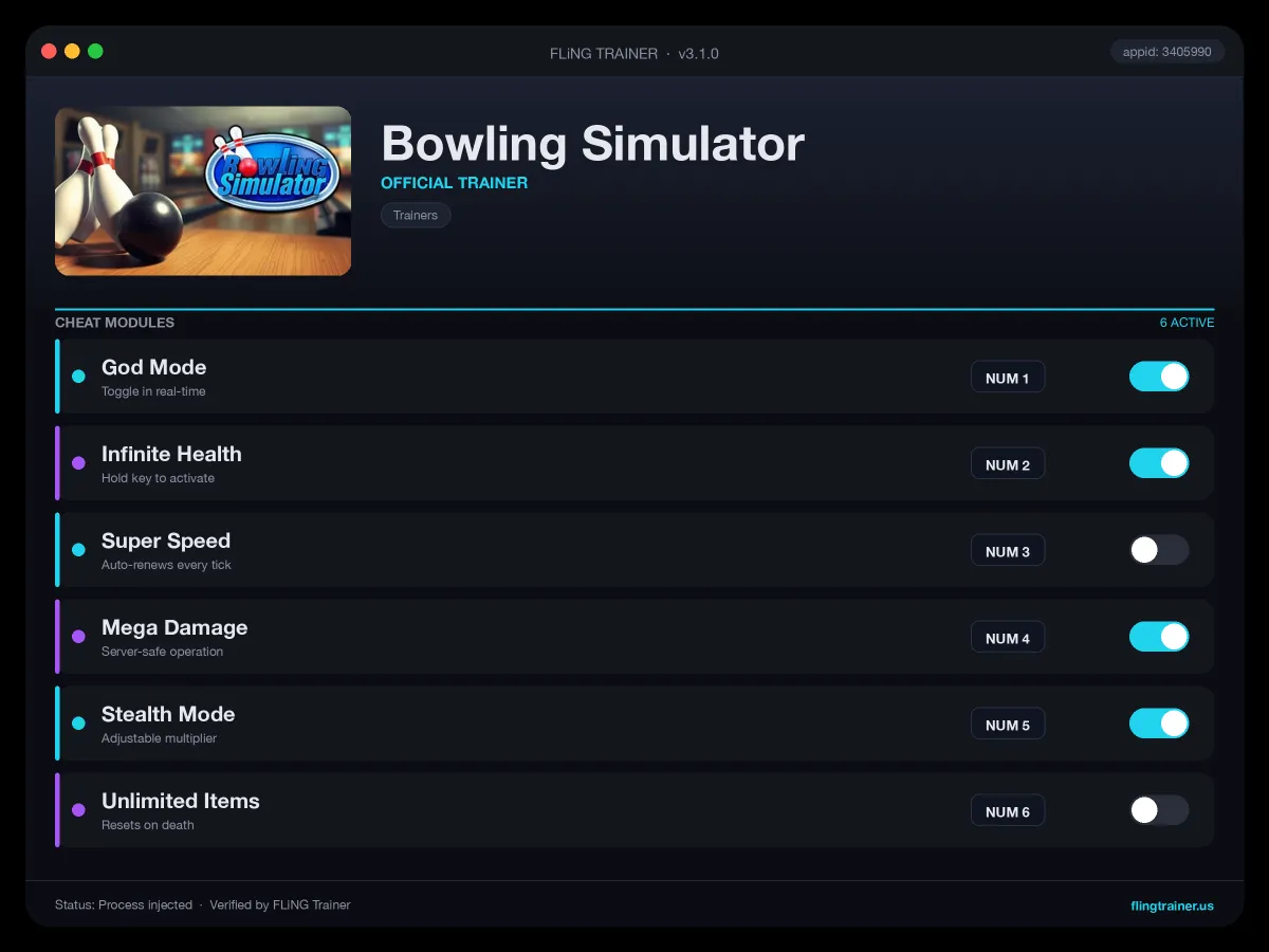 Bowling Simulator Trainer interface