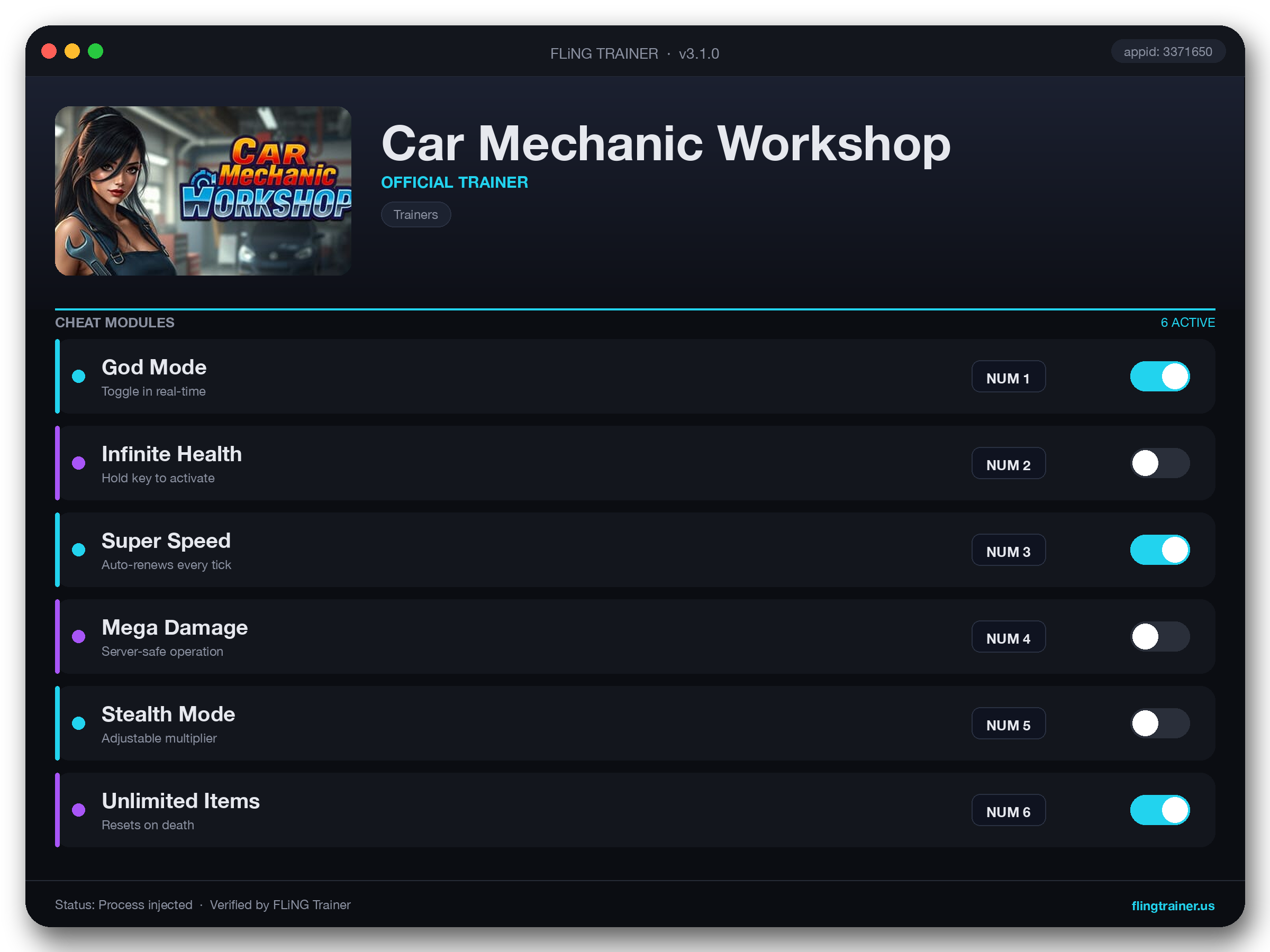 Car Mechanic Workshop Trainer interface