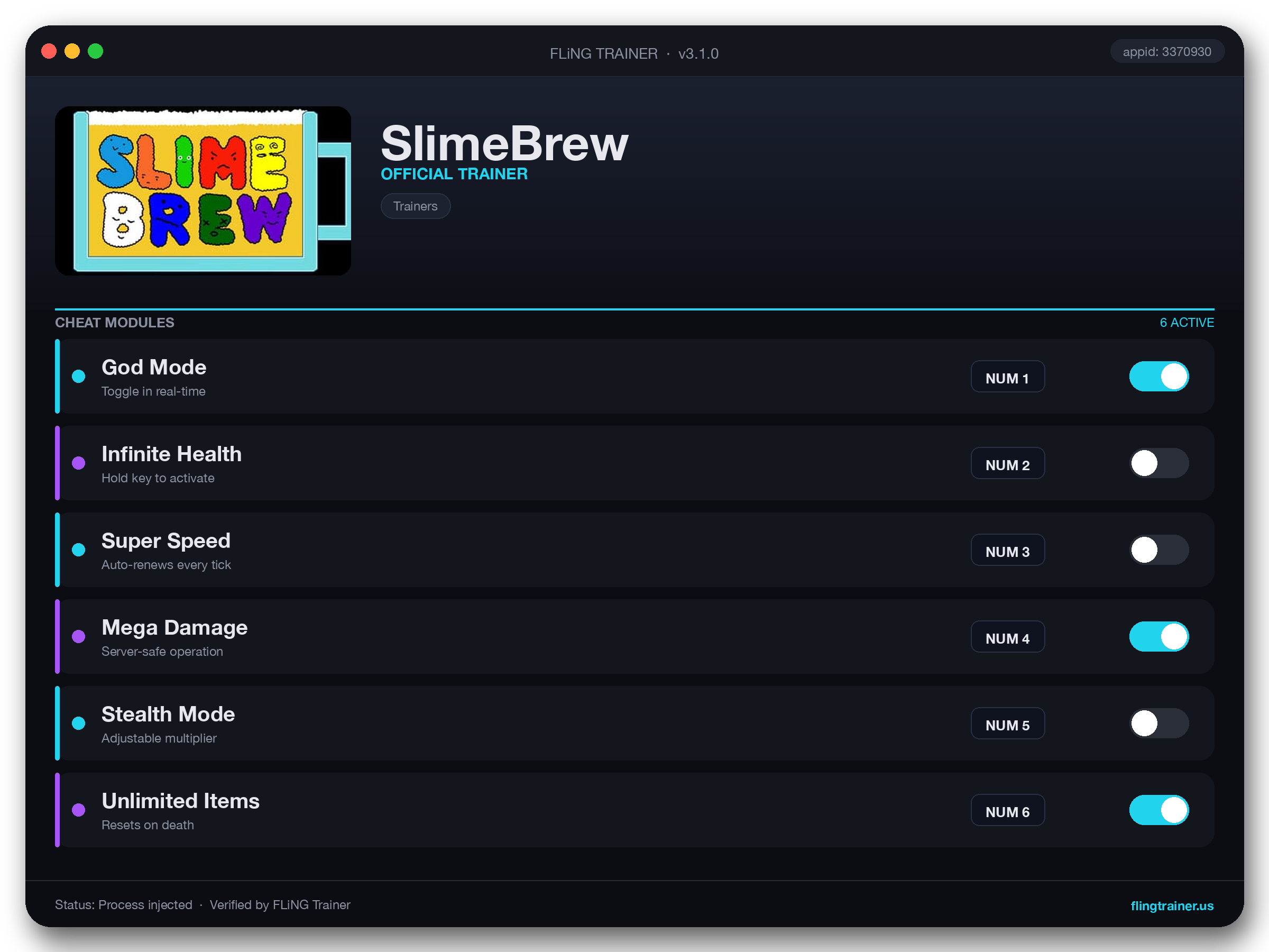SlimeBrew Trainer interface