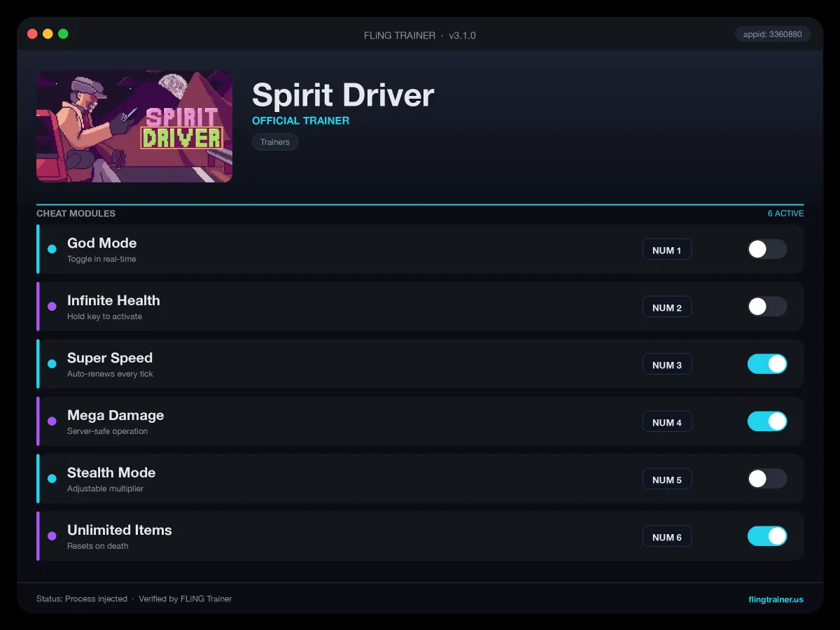 Spirit Driver Trainer interface