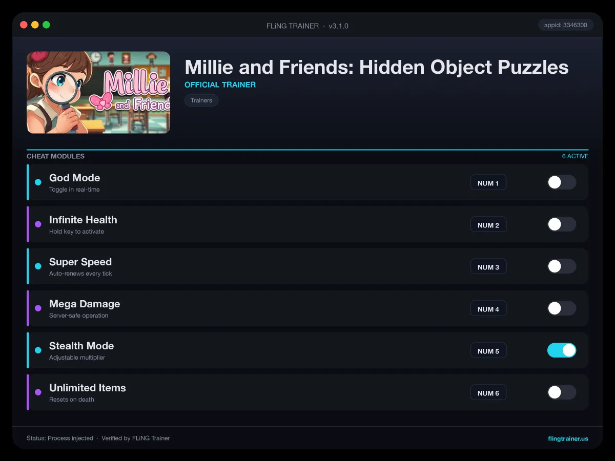Millie and Friends: Hidden Object Puzzles Trainer interface