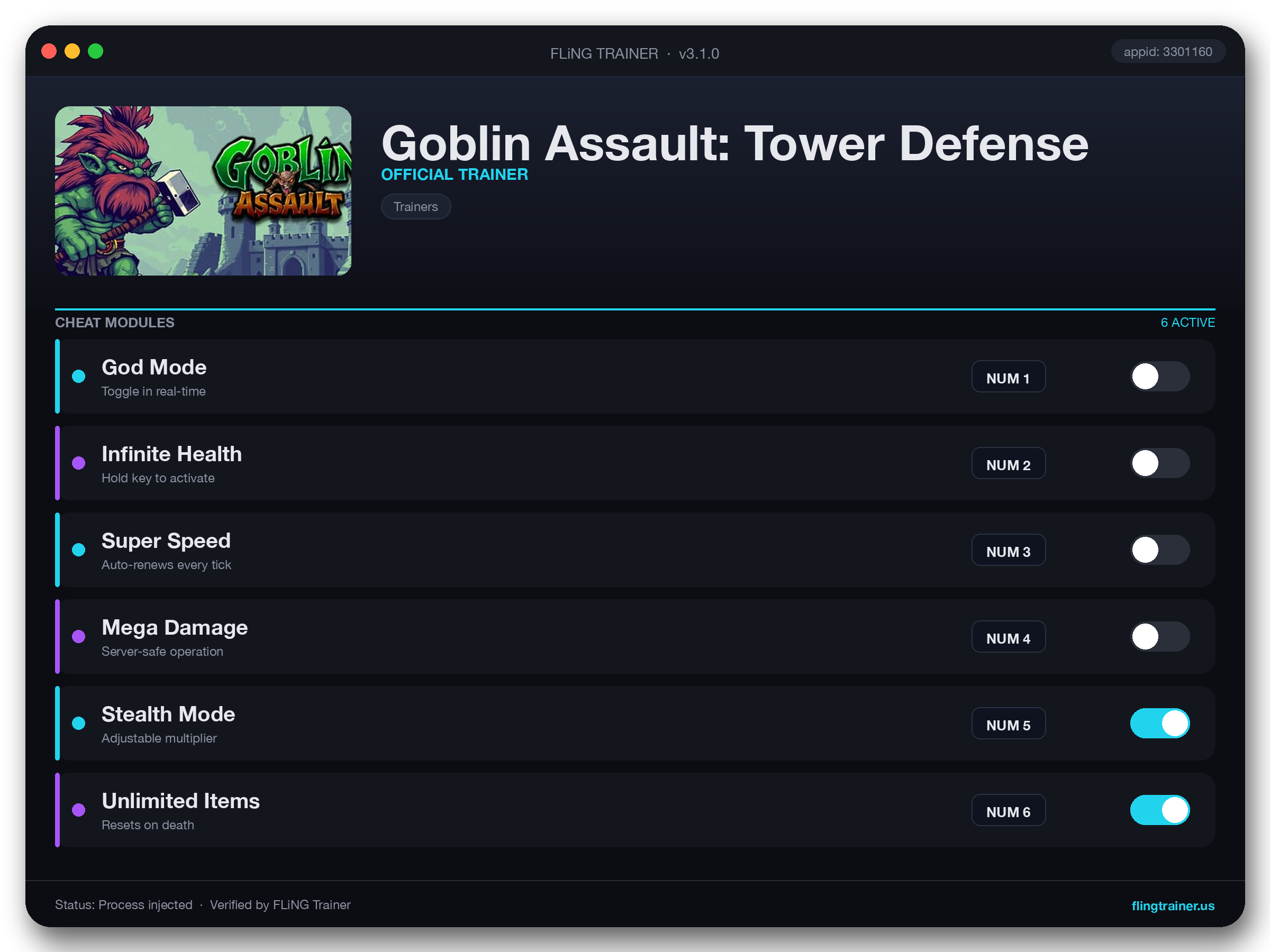 Goblin Assault: Tower Defense Trainer interface