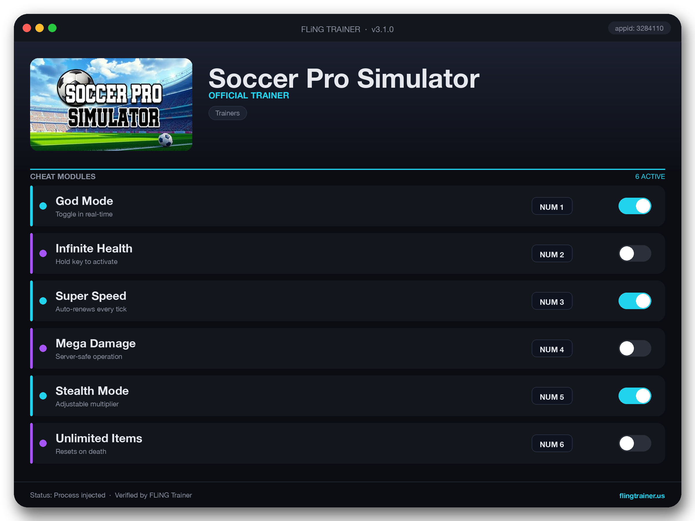 Soccer Pro Simulator Trainer interface