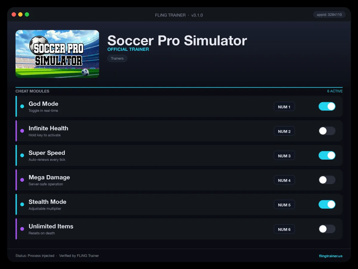 Soccer Pro Simulator Trainer interface