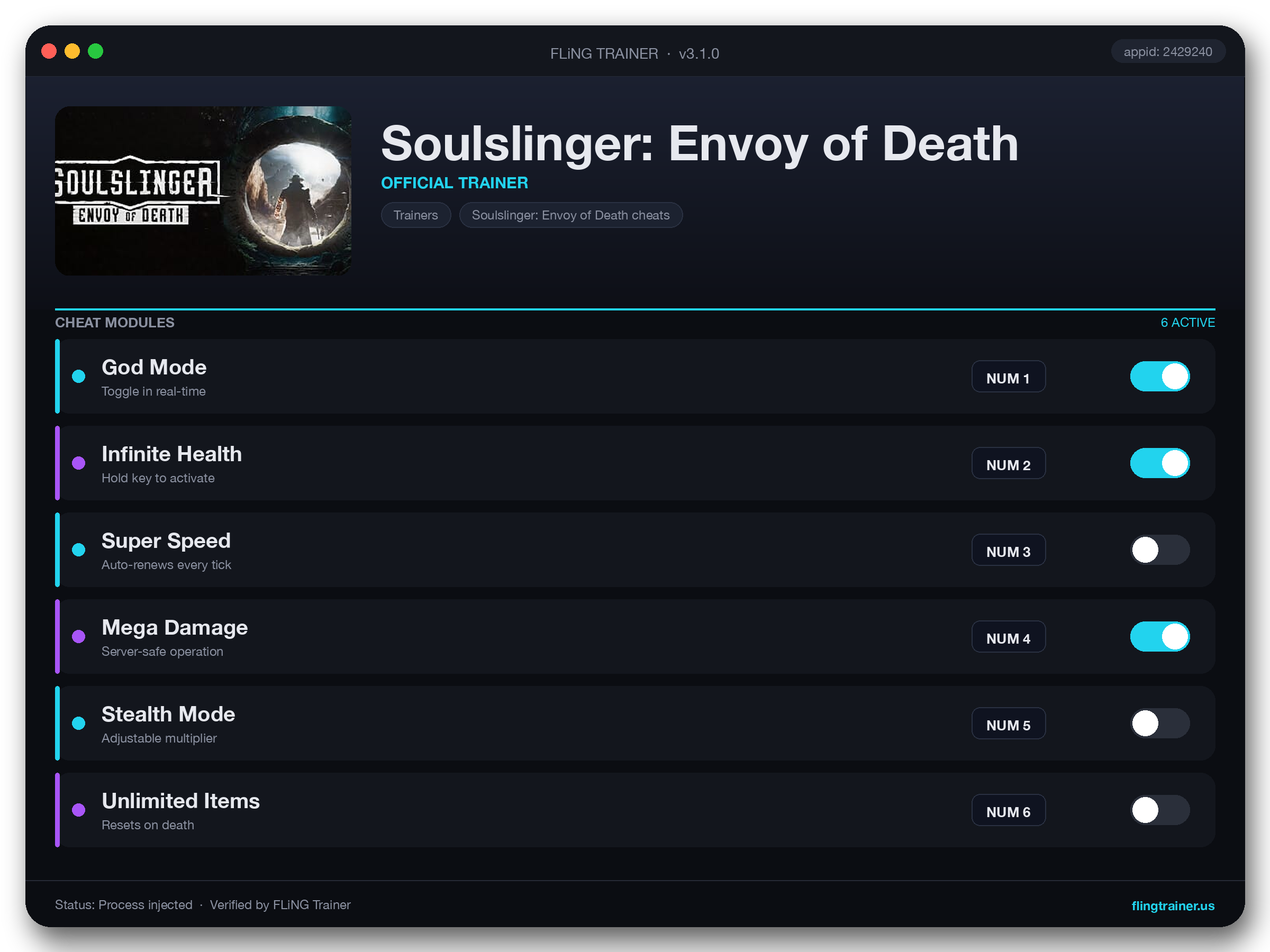 Soulslinger: Envoy of Death Trainer interface