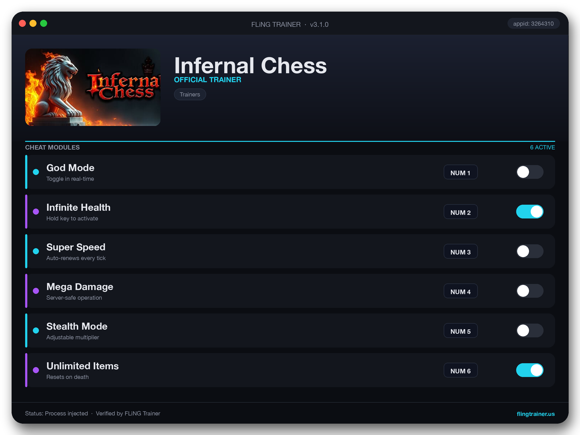 Infernal Chess Trainer interface