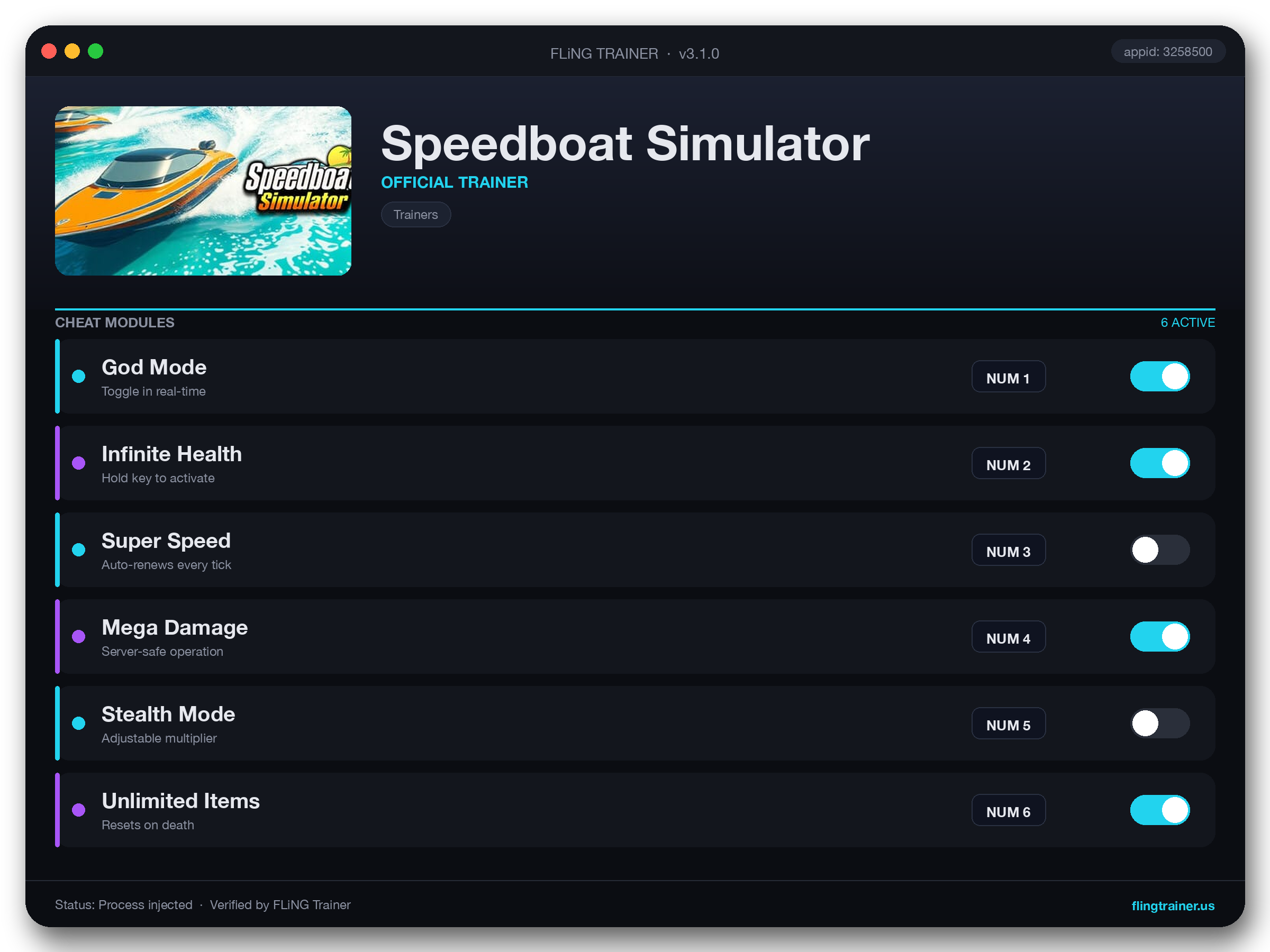 Speedboat Simulator Trainer interface