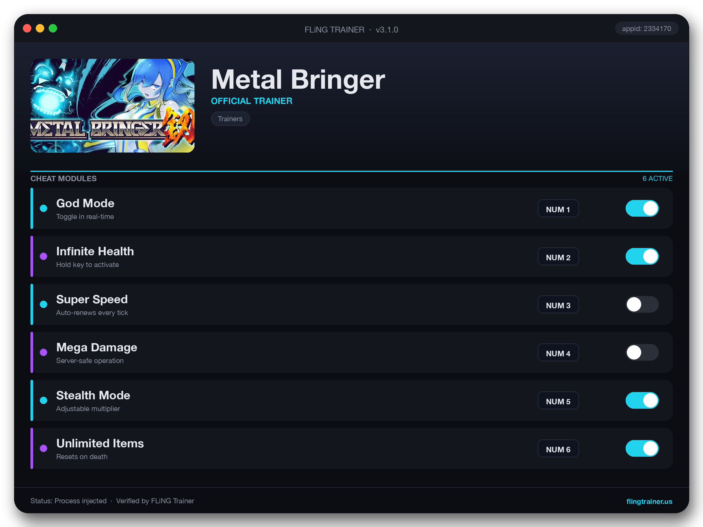 Metal Bringer Trainer interface