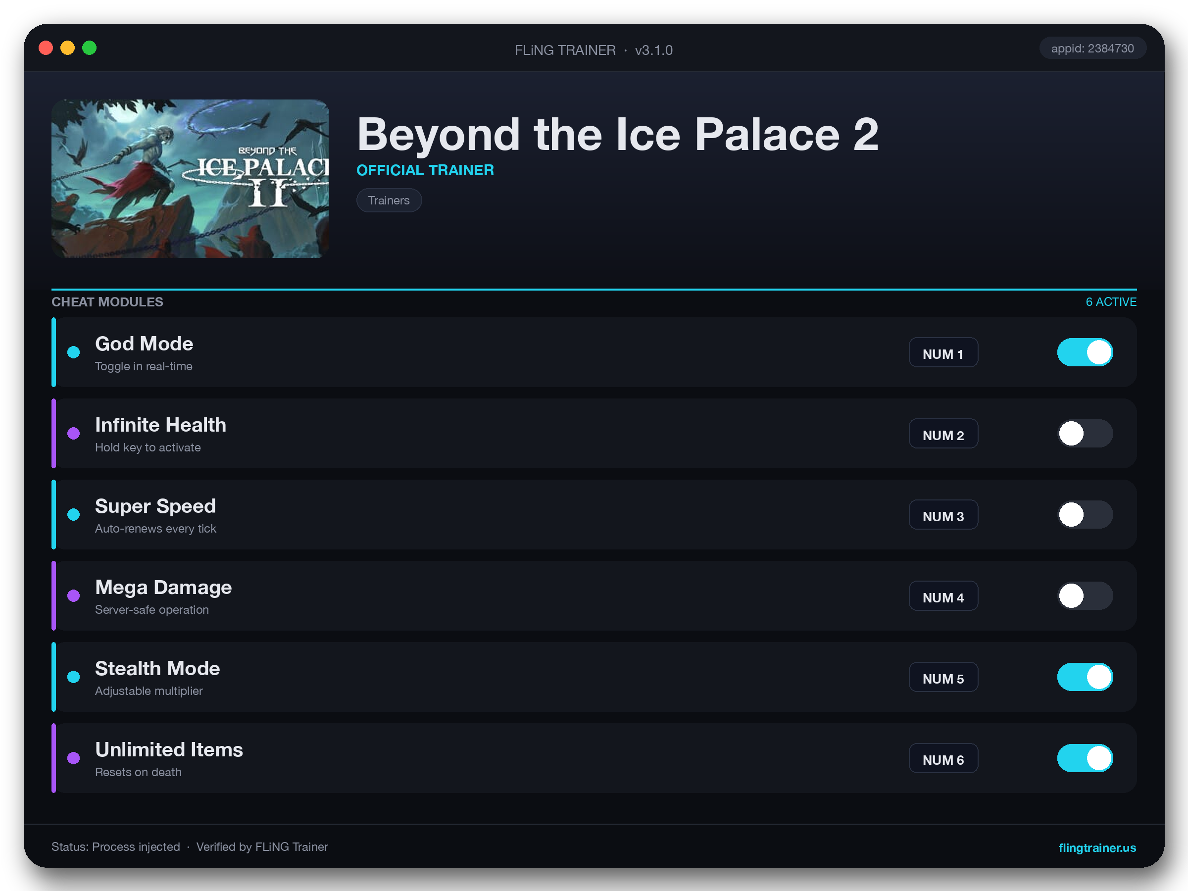 Beyond the Ice Palace 2 Trainer interface