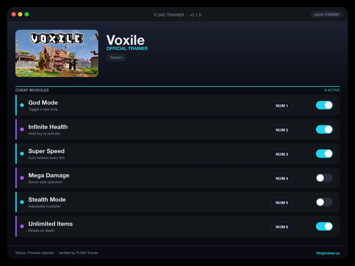 Voxile Trainer interface