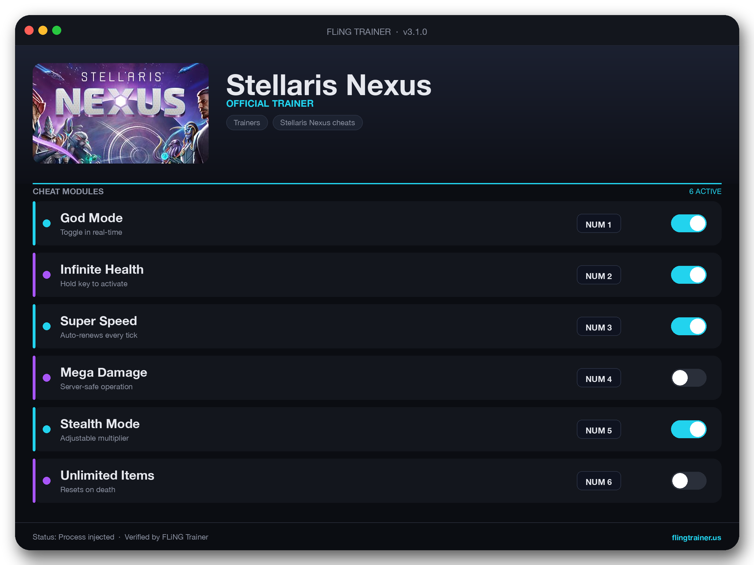 Stellaris Nexus Trainer interface