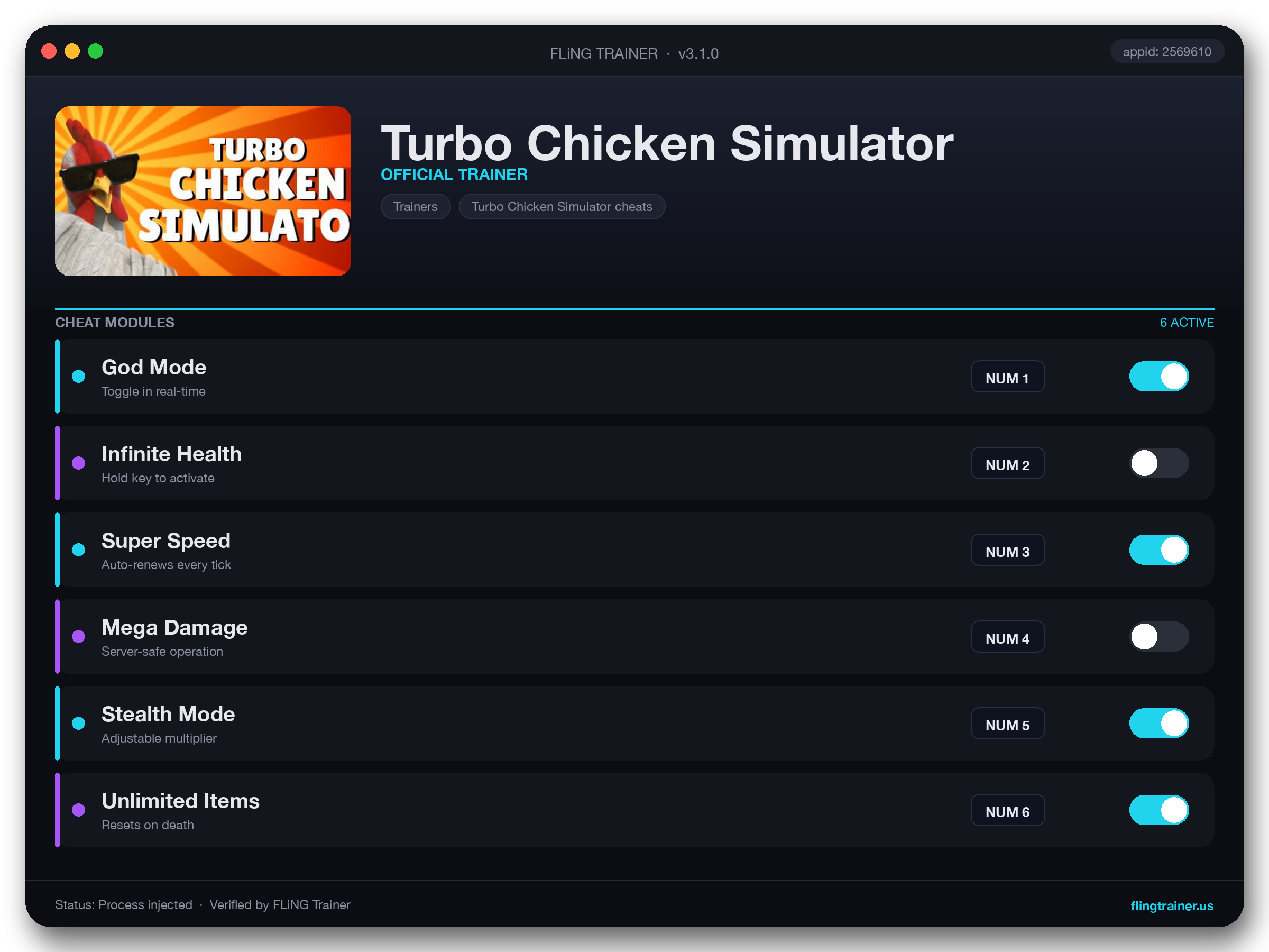 Turbo Chicken Simulator Trainer interface