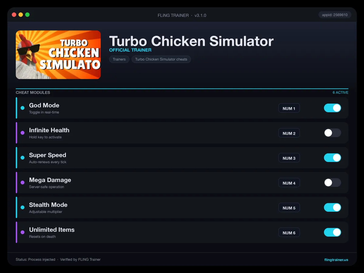 Turbo Chicken Simulator Trainer interface