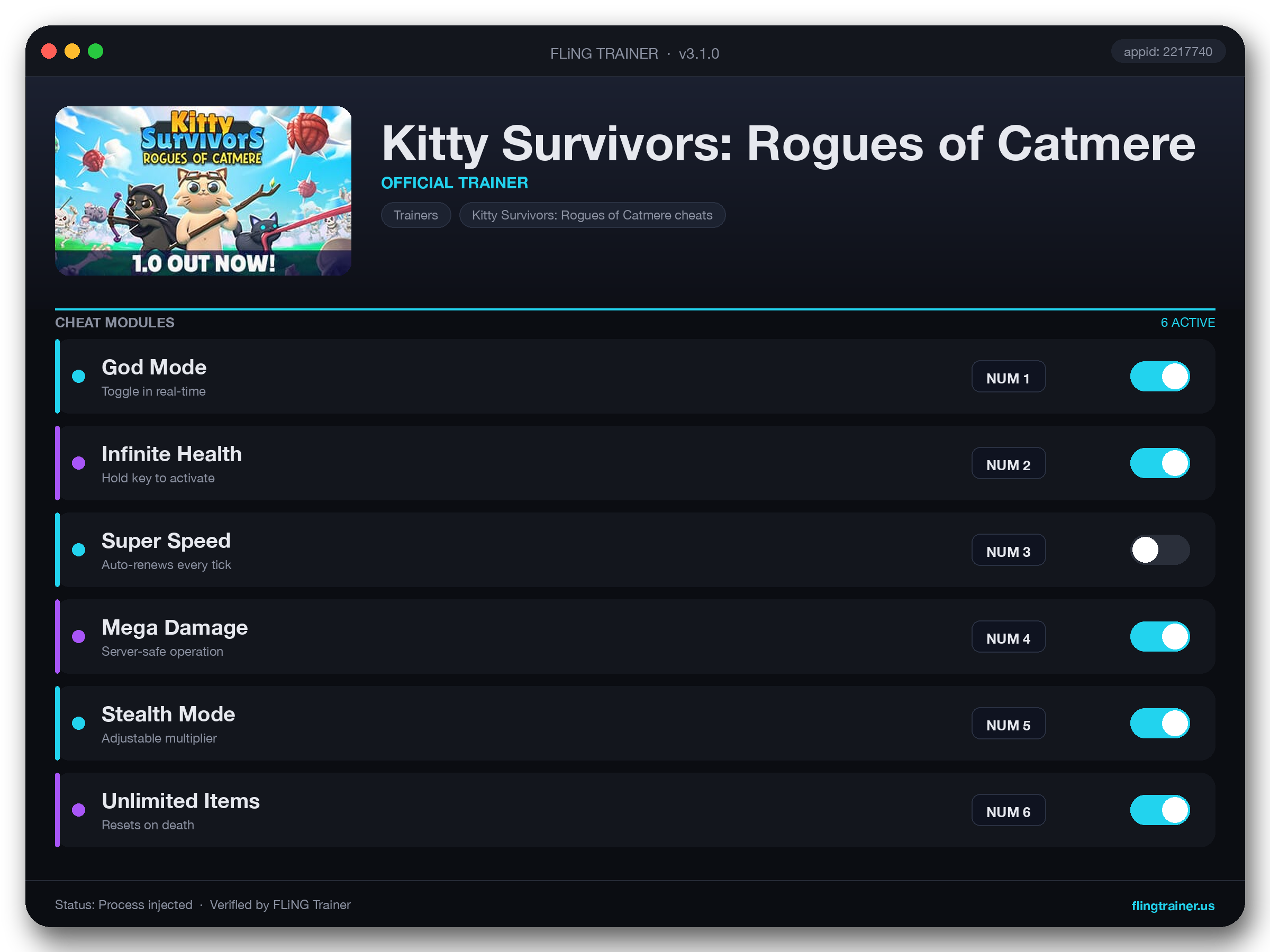 Kitty Survivors: Rogues of Catmere Trainer interface