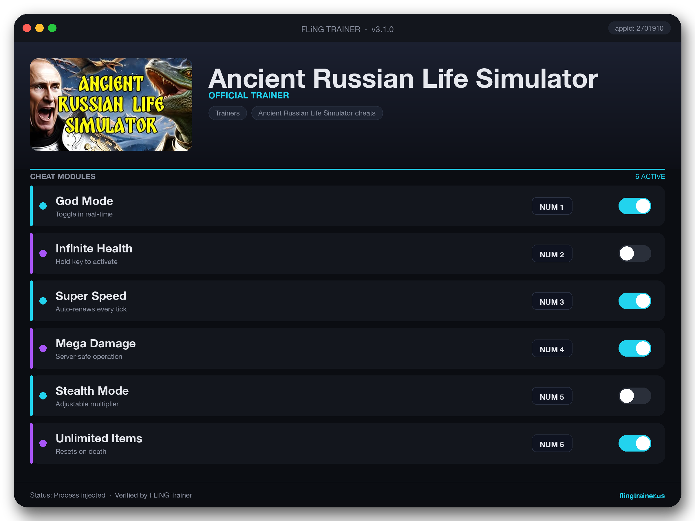 Ancient Russian Life Simulator Trainer interface