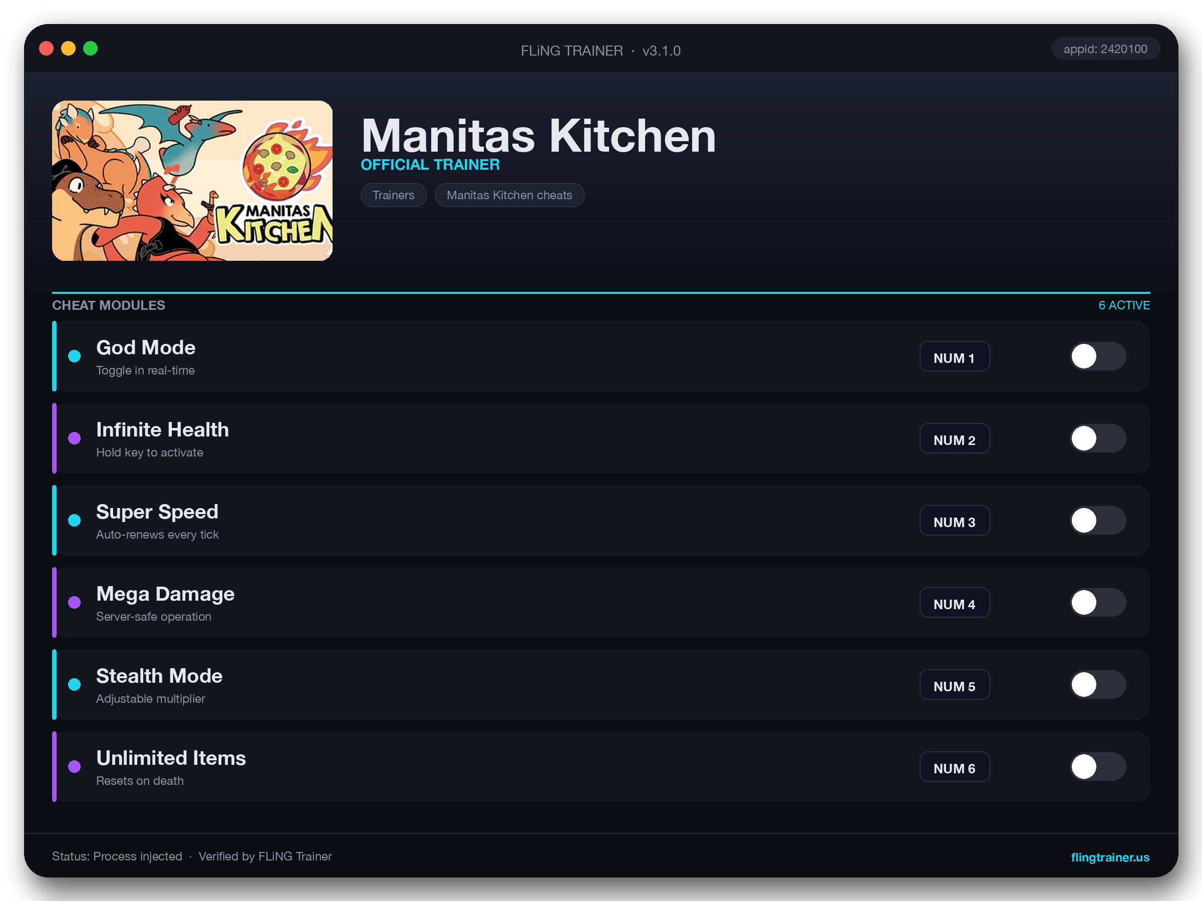 Manitas Kitchen Trainer interface